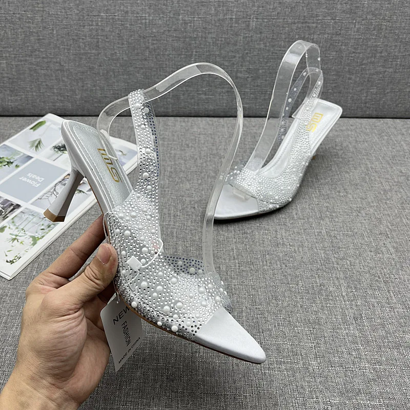 Женские Современные сандалии новинка 2024 прозрачные модные туфли из ПВХ на