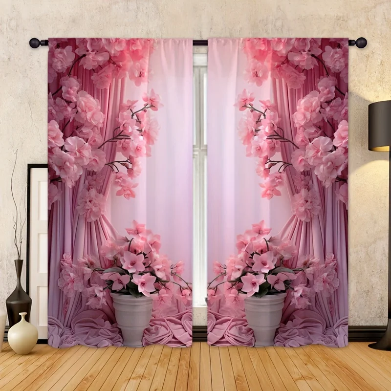Занавески с принтом в виде розовых цветов