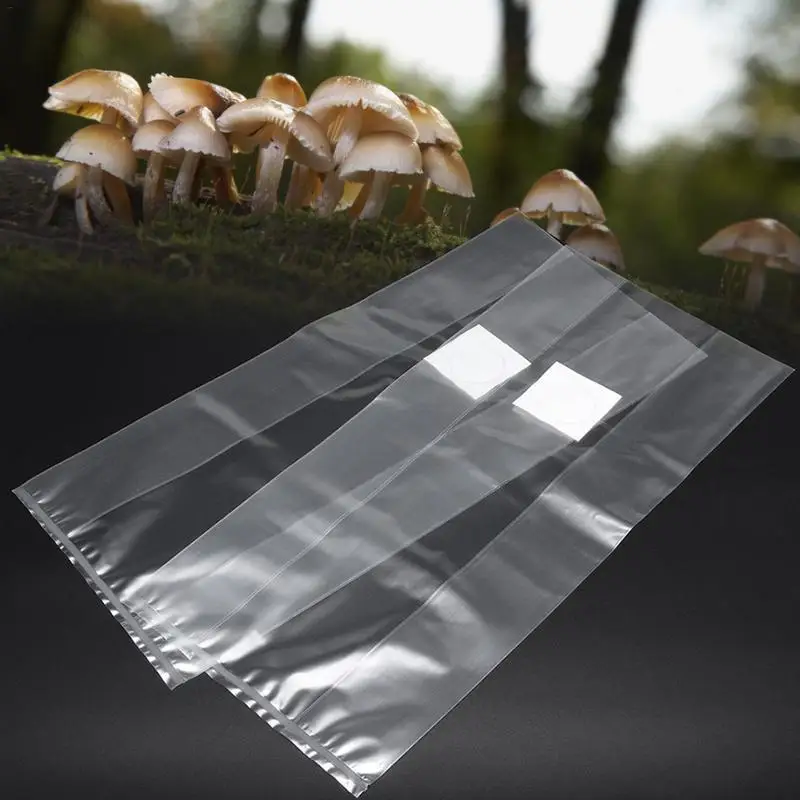 

50PCS Mushroom Strain Growing Bag Resistant Edible Cultivation Bag PVC High Temperature Horticultural Plant Bag