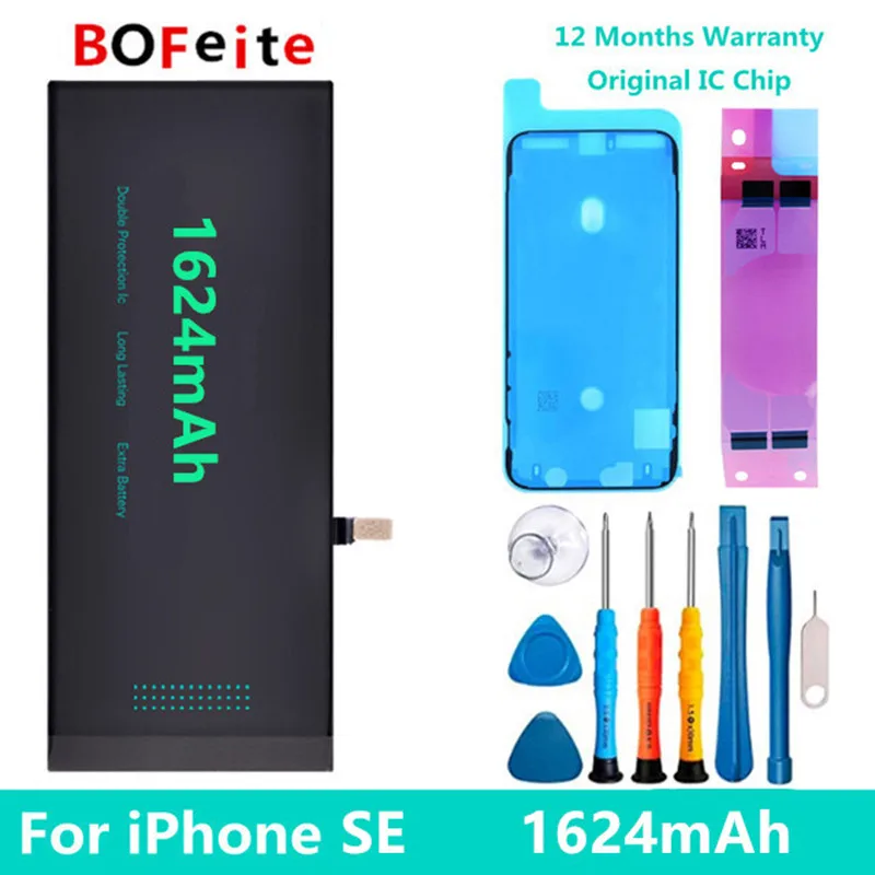 BoFeite Battery For iPhone SE 1624mAh Replacement Bateria For Apple phone Battery  with Repair Tools Kit enlarge