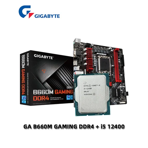Игровая Материнская плата GIGABYTE GA B660M DDR4 + процессор Intel i5 12400 B660 LGA1700, новый, но без охладителя
