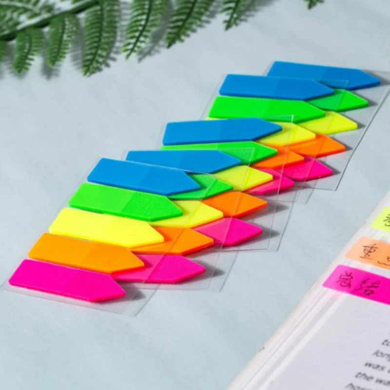 

100/160pcs Color Transparent Fluorescent Index Tabs Flags Sticky Note Stationery PET 1set Sticker (160pcs)