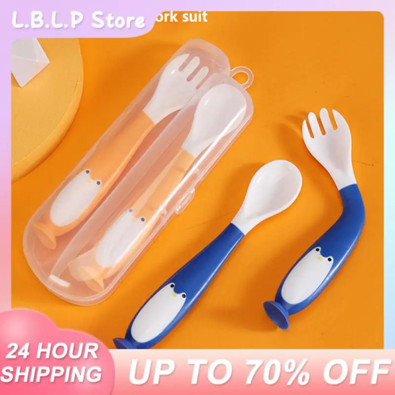 

Детская тренировочная посуда для детского питания, портативная ложка для кормления, столовые приборы для кормления с нескользящим мультяшным рисунком