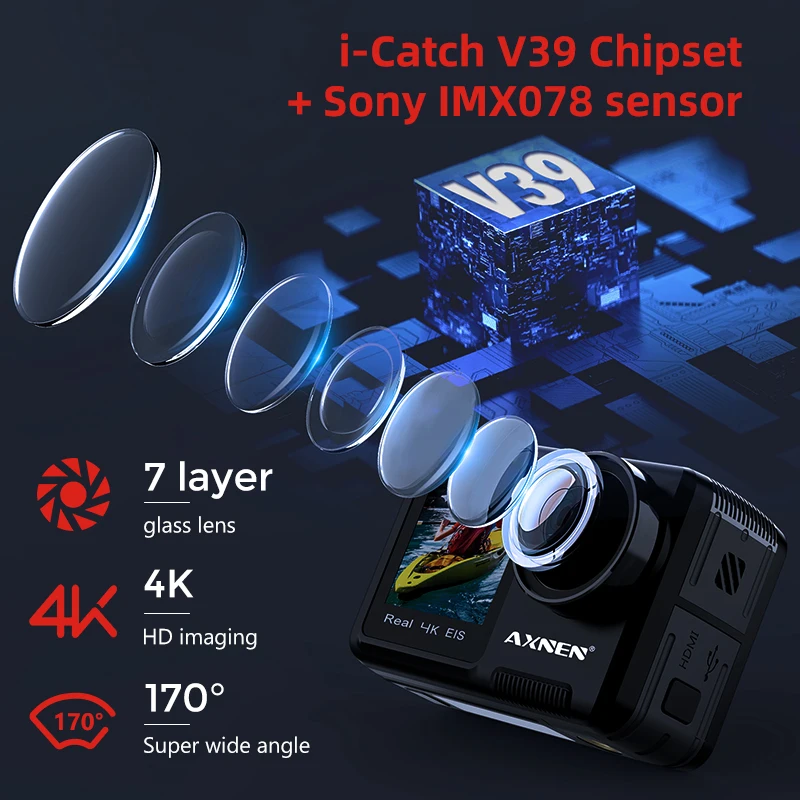 Tanie Kamera Akcji AXNEN AX8 4K 60FPS EIS Nagrywanie Wideo 20MP Ultra HD Podwójny Wyświetlacz 2 Cal Z Ekranem Dotykowym Kamera Internetowa Wodoodporna Kamera Sportowa Ceny Kamera Akcji AXNEN AX8 4K 60FPS EIS Nagrywanie Wideo 20MP Ultra HD Podwójny Wyświetlacz 2 Cal Z Ekranem Dotykowym Kamera Internetowa Wodoodporna Kamera Sportowa