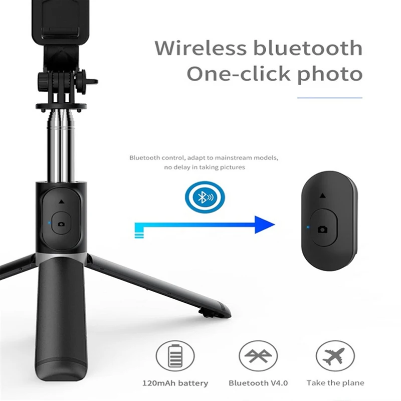 Dual-use Bluetooth Remote Control Selfie Stick Universal Foldable Tripod for Phones or Sports Cameras Extendable Holder Stand enlarge