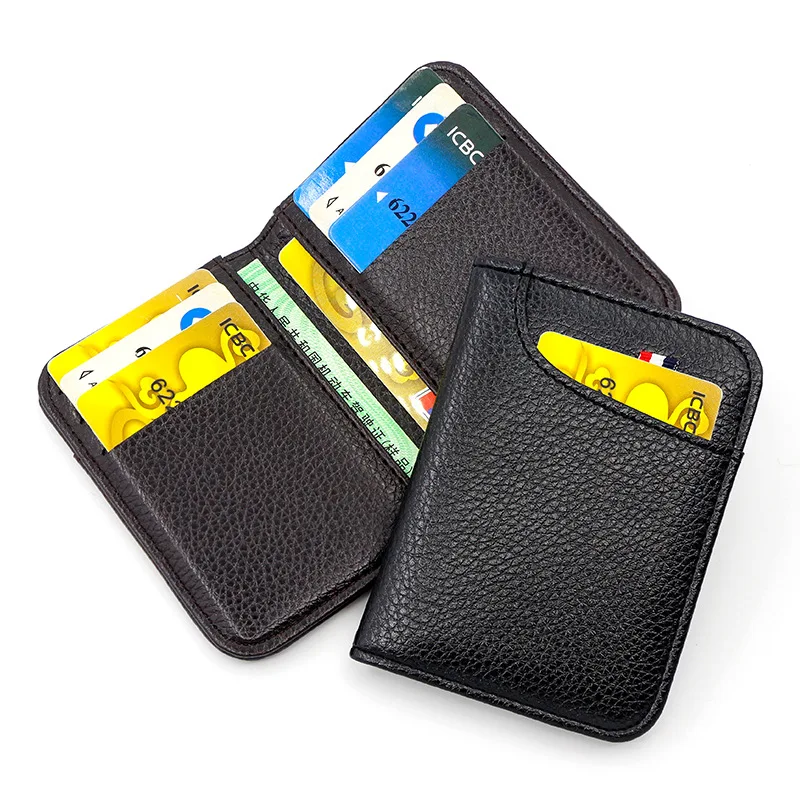 

Men's Card Holder Thin Mini Wallet Card Storage Bag Unisex Exquisite Pu Coin Purse Rfid Blocking Bank Card Cash Storage Pouch