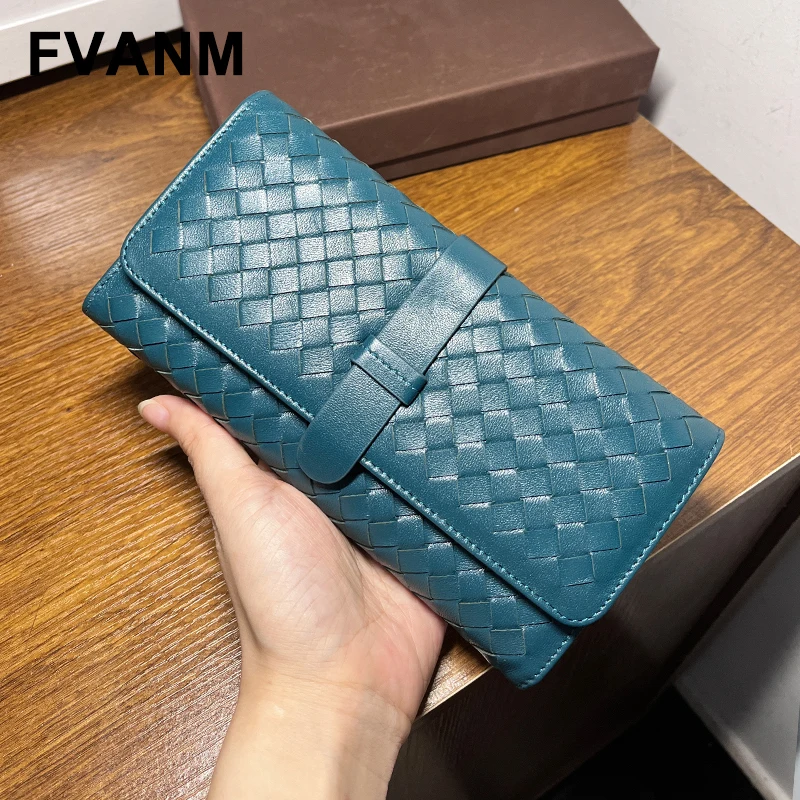 Женский Длинный кошелек из овчины ручной работы складной бумажник с откидной