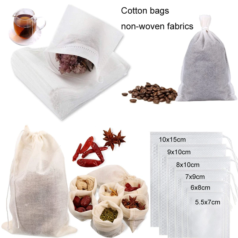 

100pc Tea Bags Non-woven Fabric Tea Filter Bags for Spice Tea Infuser with String Heal Seal Disposable Teabags Empty Tea Bags
