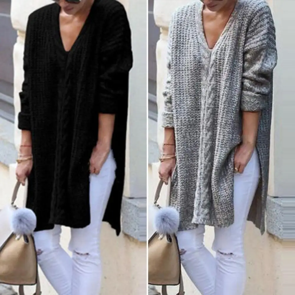 

Стильный женский осенне-зимний свитер, длинный свитер, сохраняет тепло