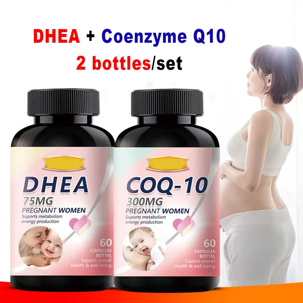 

2 bottles DHEA 75MG + Q10 300MG preparation of pregnant women's ovary maintenance promoting excretion of youth horm Anti-Aging