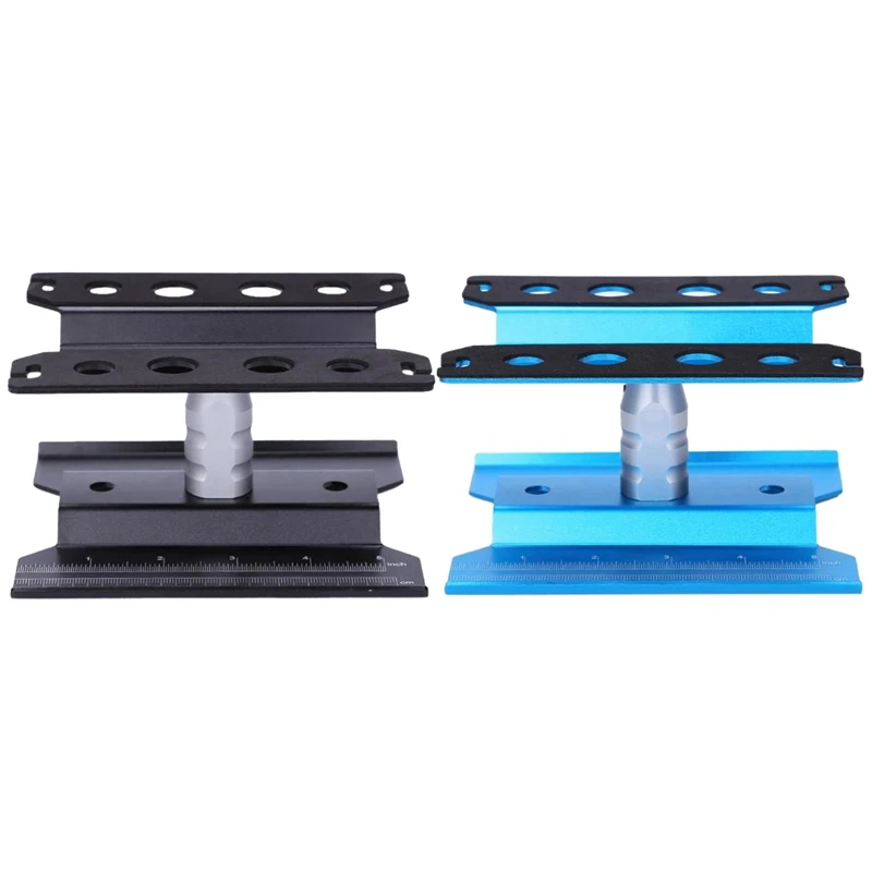

2 Set Metal RC Car Workstation Work Stand Repair 360 Degree Rotation For 1/8 1/10 1/12 1/16 Scale Models, Blue & Black