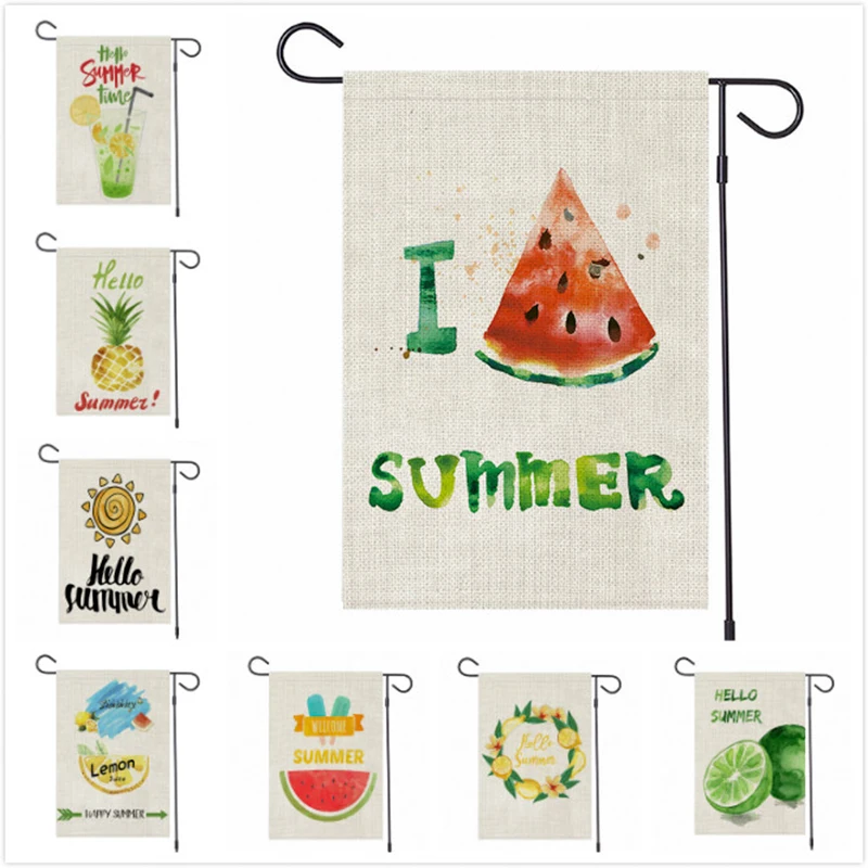 

Флаг с надписью Hello Summer, украшения для свадьбы, дня рождения, для дома и сада, баннер из арбуза, льняные поделки, украшение для дома «сделай са...