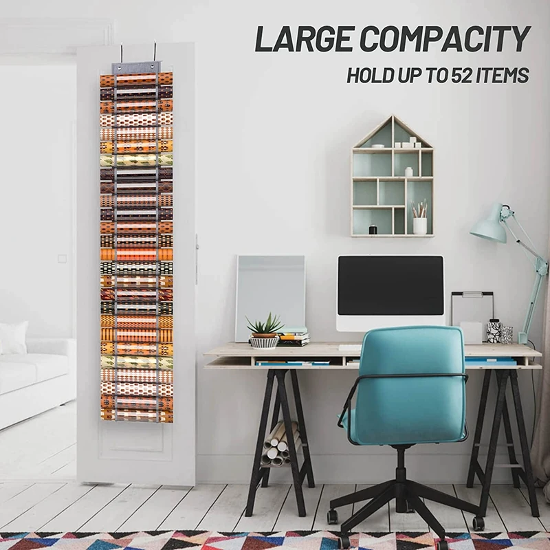 

Vinyl Roll Holder With 52 Compartments, Vinyl Organizer Storage Rack Wall Mount Clear Vinyl Hanging Bag With Door Hooks