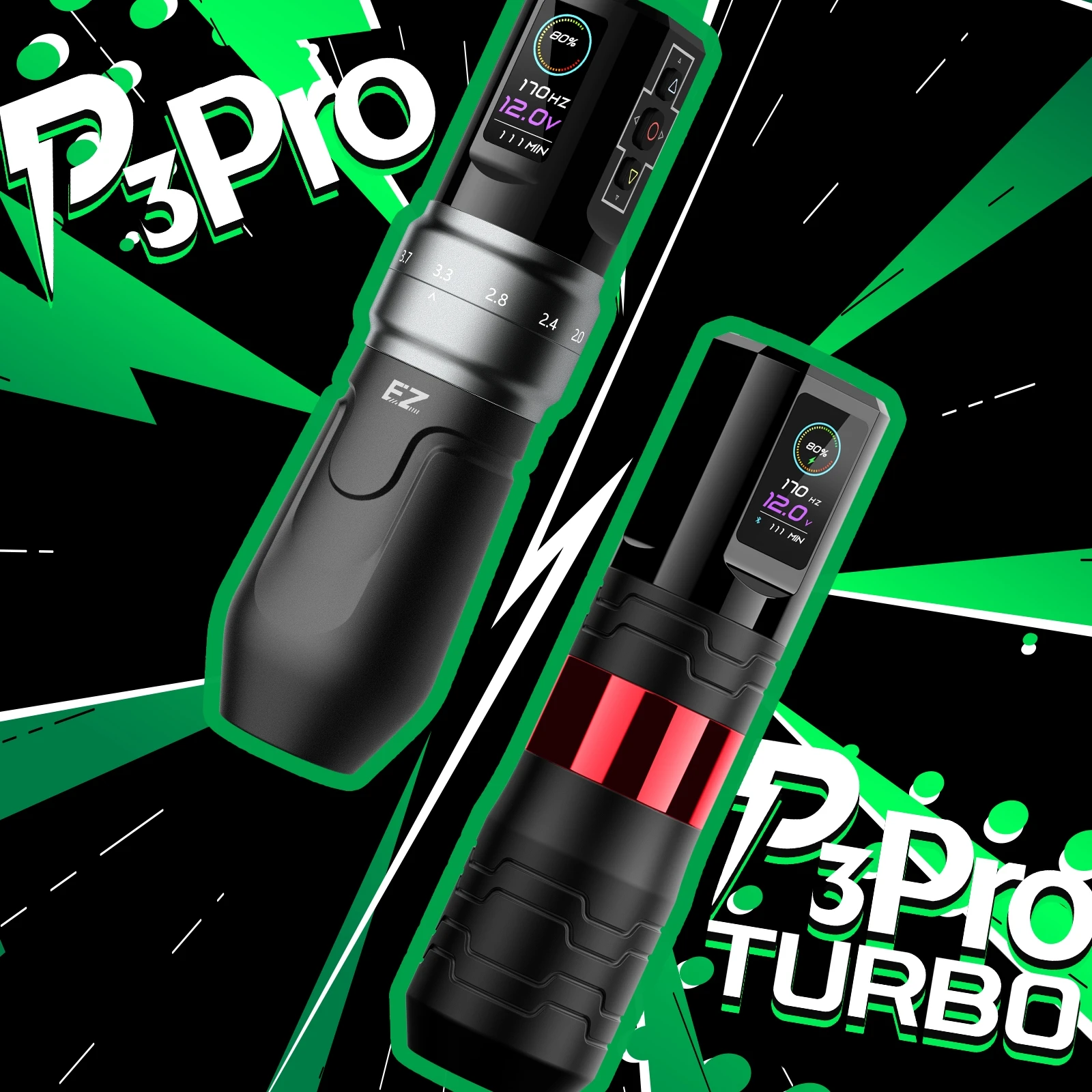 Тату-машинка EZ P3 Pro /P3 PRO с аккумулятором на 1600 мАч и цифровым дисплеем