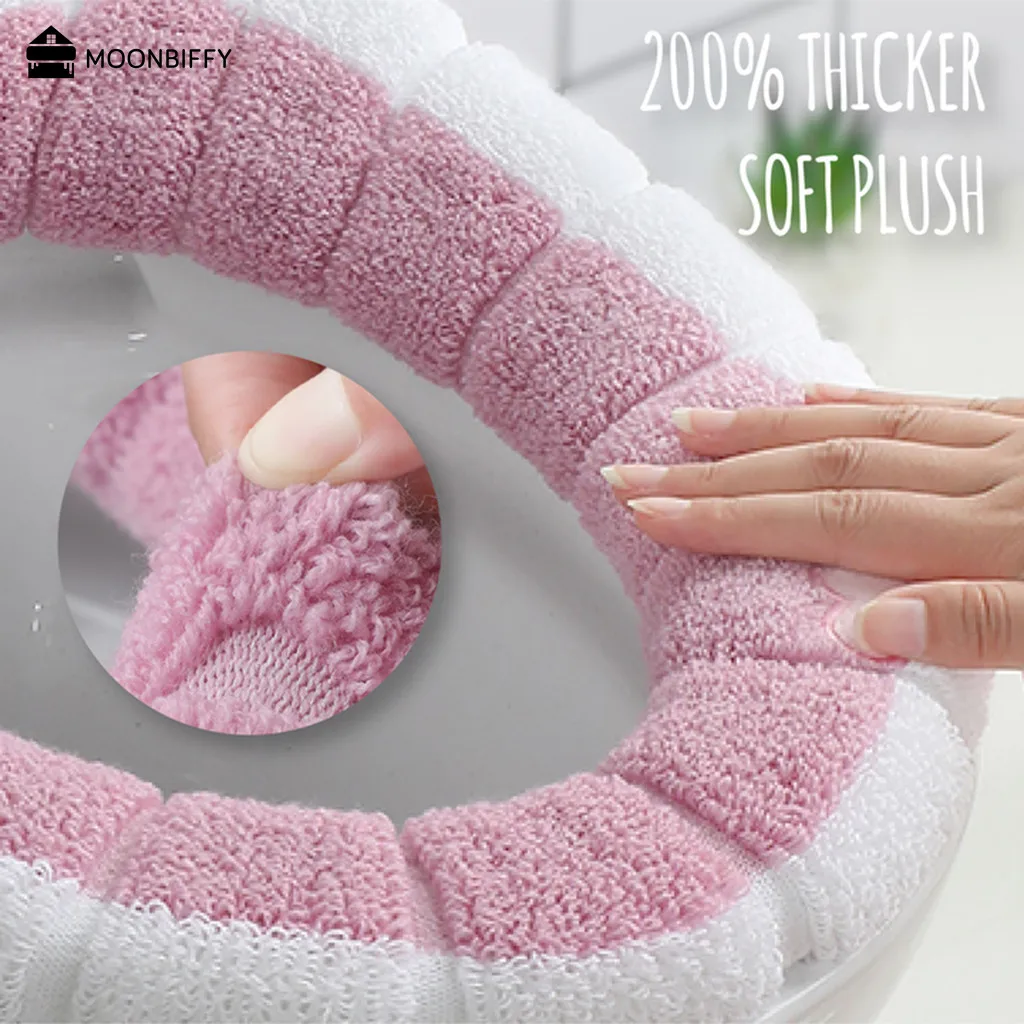 

1PC Warm Comfy Toilet Seat Cover Bathroom Toilet Seat Closestool Washable Soft Warmer Mat Cover Pad Cushion Tapa WC Mat F1128