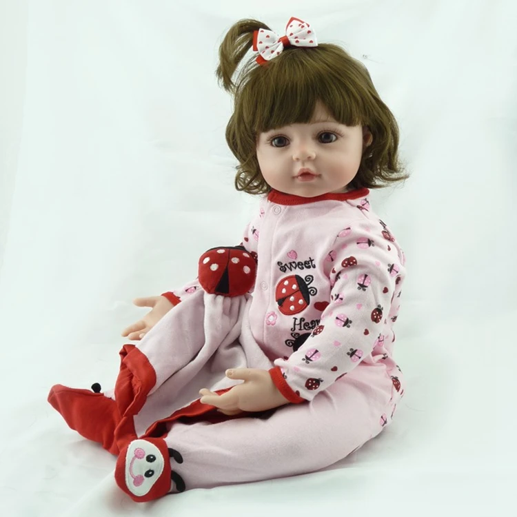 

24'' 58cm Silicone Vinyl Reborn Baby Girl Realistic Alive Newborn Babies Doll White Skin Ethnic bebe Toddler For kids Xmas Gifts