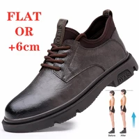 6cm internal increased genuine leather men shoes business invisible heel men shoes black brand mens elevator shoes large size