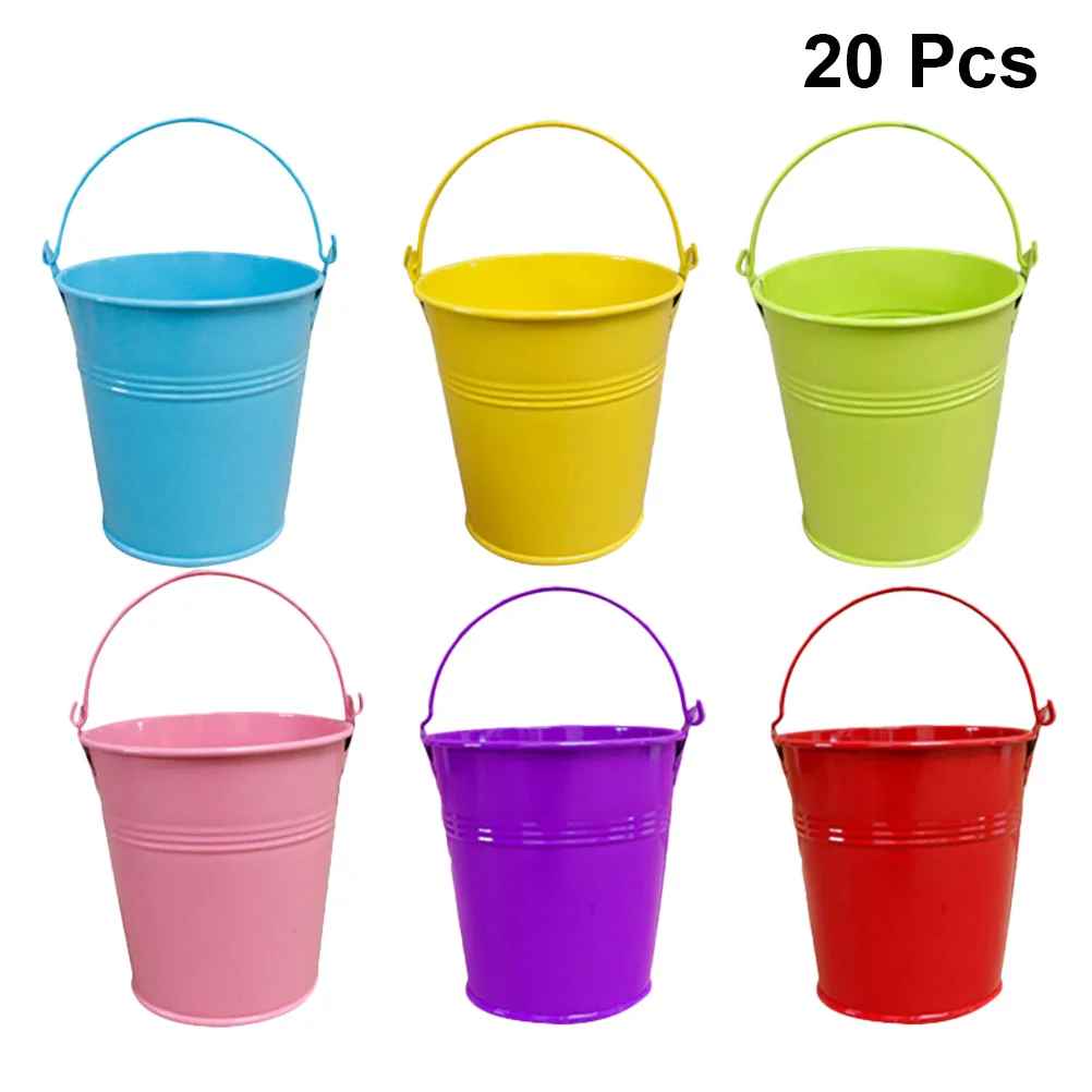 

20 Pcs Metal Basket Party Pail Containers Mini Flower Pot Tinplate Mini Candy Bucket Mini Buckets Mini Ice Bucket Mini Buckets