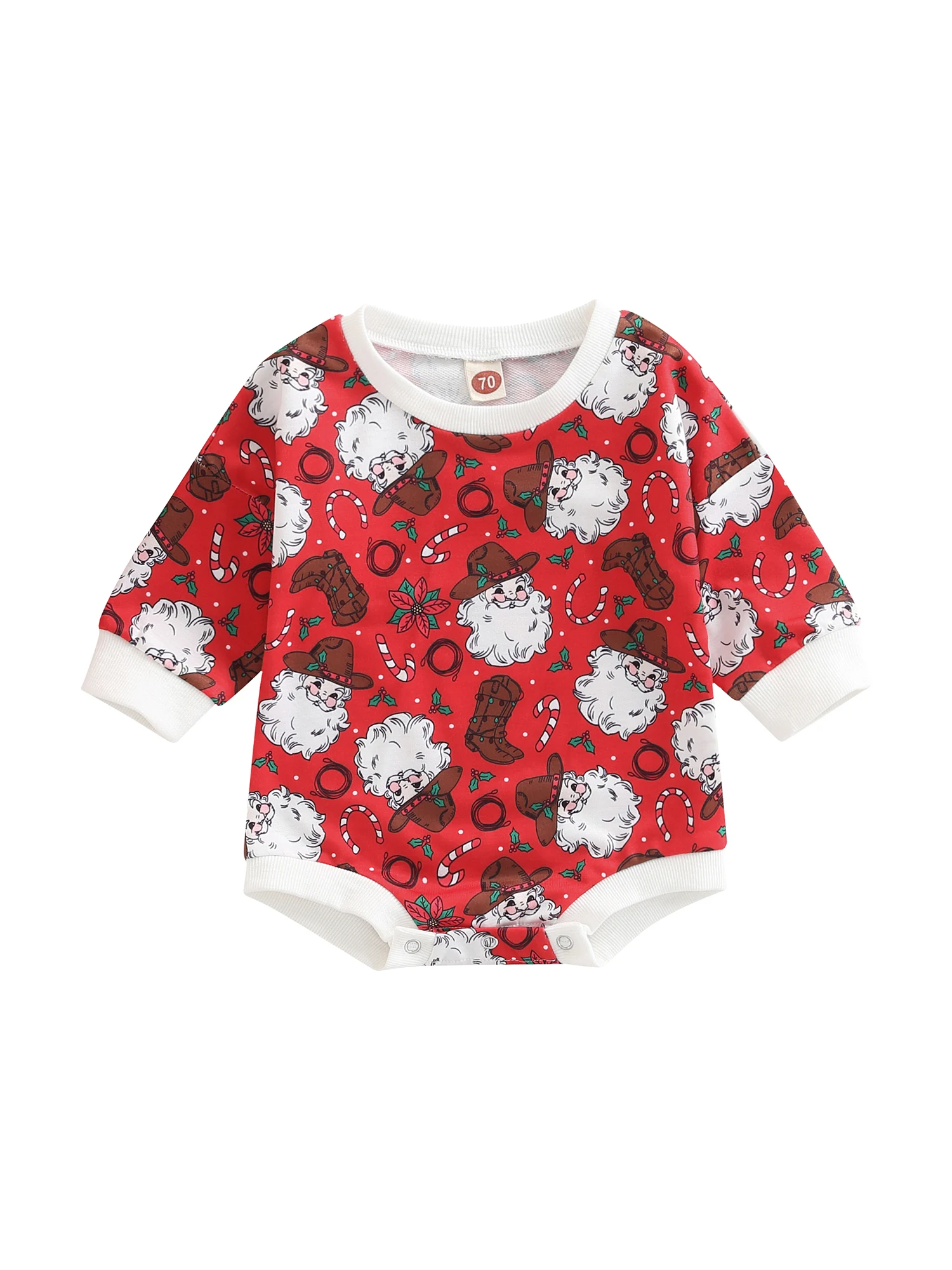 

Рождественский Комбинезон для маленьких девочек и мальчиков, ботинки с Санта-Клаусом, комбинезоны с круглым вырезом и длинным рукавом, Осен...