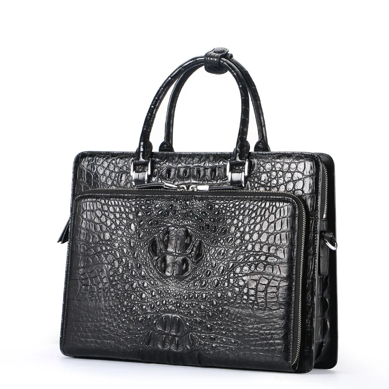 Large Capacity Crocodile Laptop Leather Handbag Men's Business Single Shoulder Briefcase Mens Office Luxury Designer Bags Black