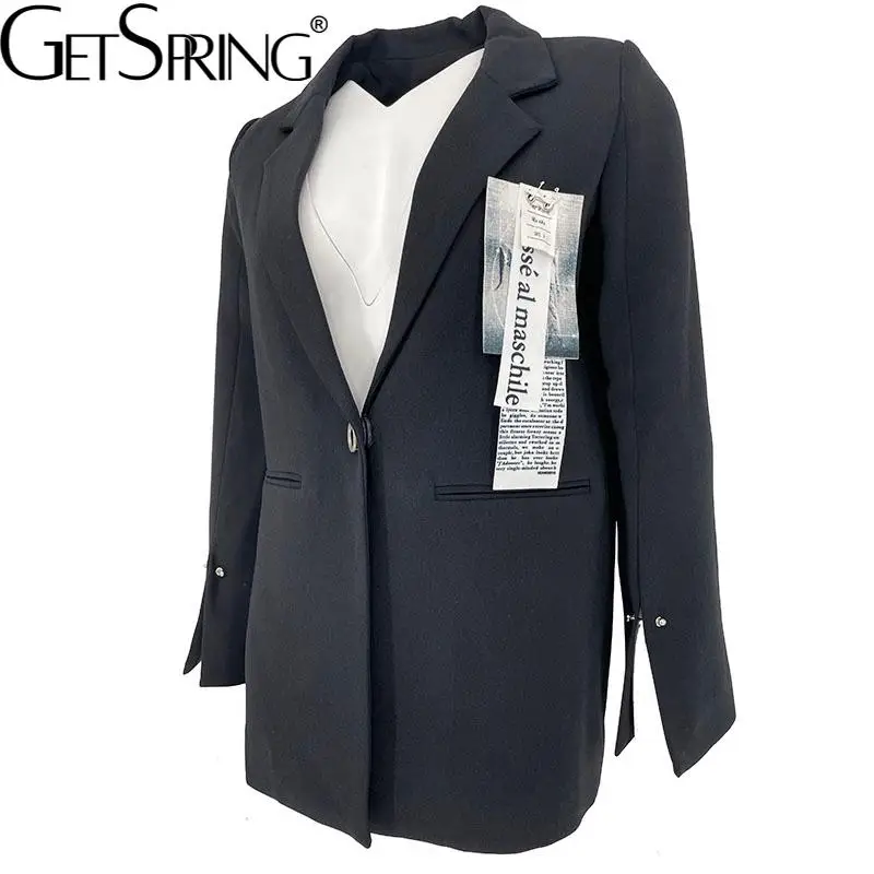 

Getspring Women Blazer Vintage Blazer Jacket 2022 Spring Autumn Women Jacket Black Fashion Vintage Special Coat Dropship New