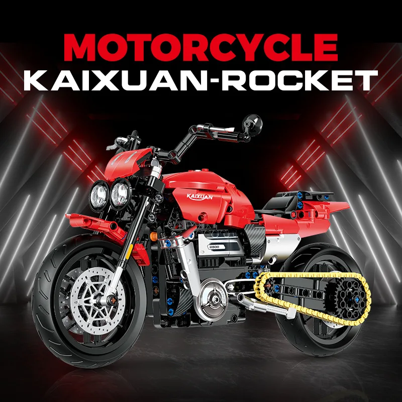 578 шт. Детский конструктор MOC 1:8 мотоцикл ракета 3