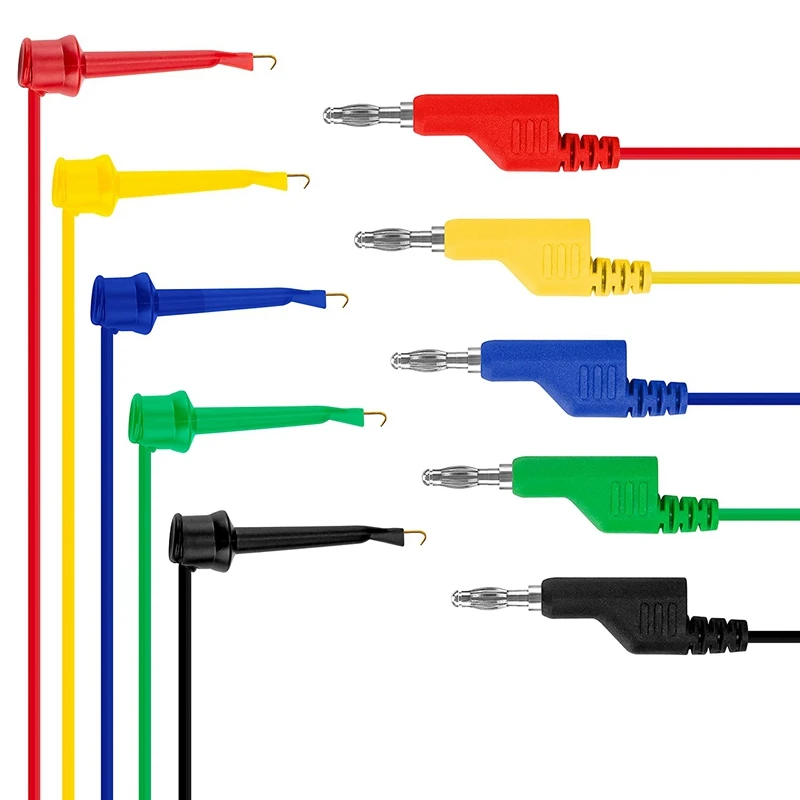

Promotion! 5PCS Test Hook Wire Stackable Banana Plug to Mini Grabber Multimeter Test Lead Set Flexible Wire Leads 500V/5V 39 Inc