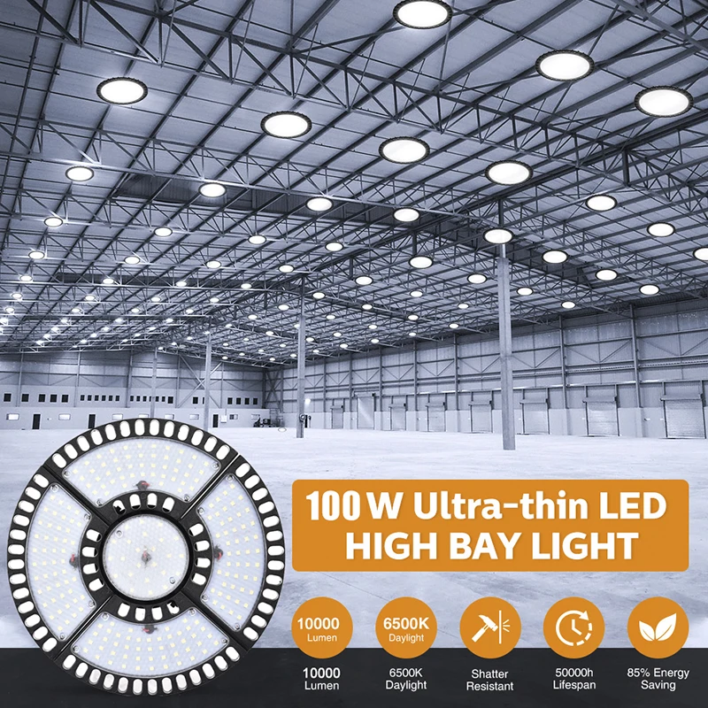 

1PC UFO LED Panel Lights White 6500K Mining Light High Bay Lights LED Industrial Light for Workshop Warehouse Lighting Daylight