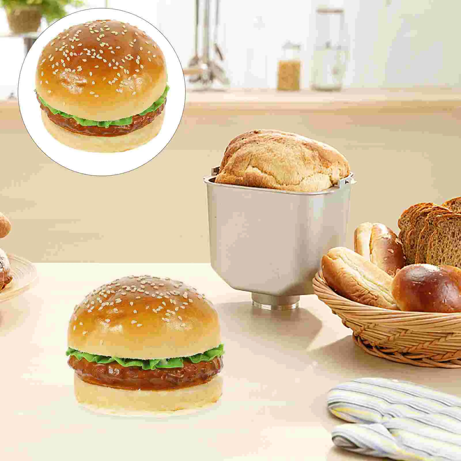 

Burger Fake Toy Model Simulation Artificial Fast Prop Decoration Play Kitchen Pretend Photo Realistic Props Pu Bread Dog Bakery