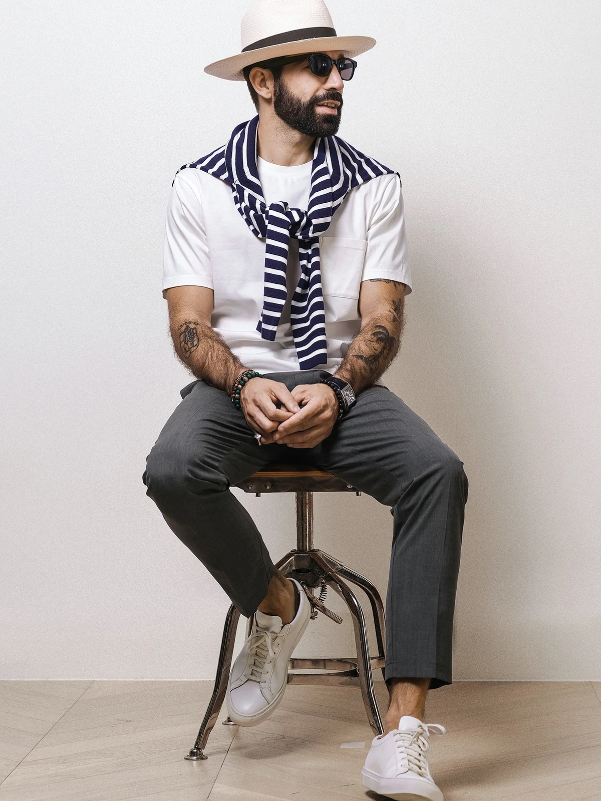 &quotPocket T-IRT&quot Summer High end Double-sided Mercerized Long-staple Cotton Loose round Neck Short sleeve Pocket T-shirt