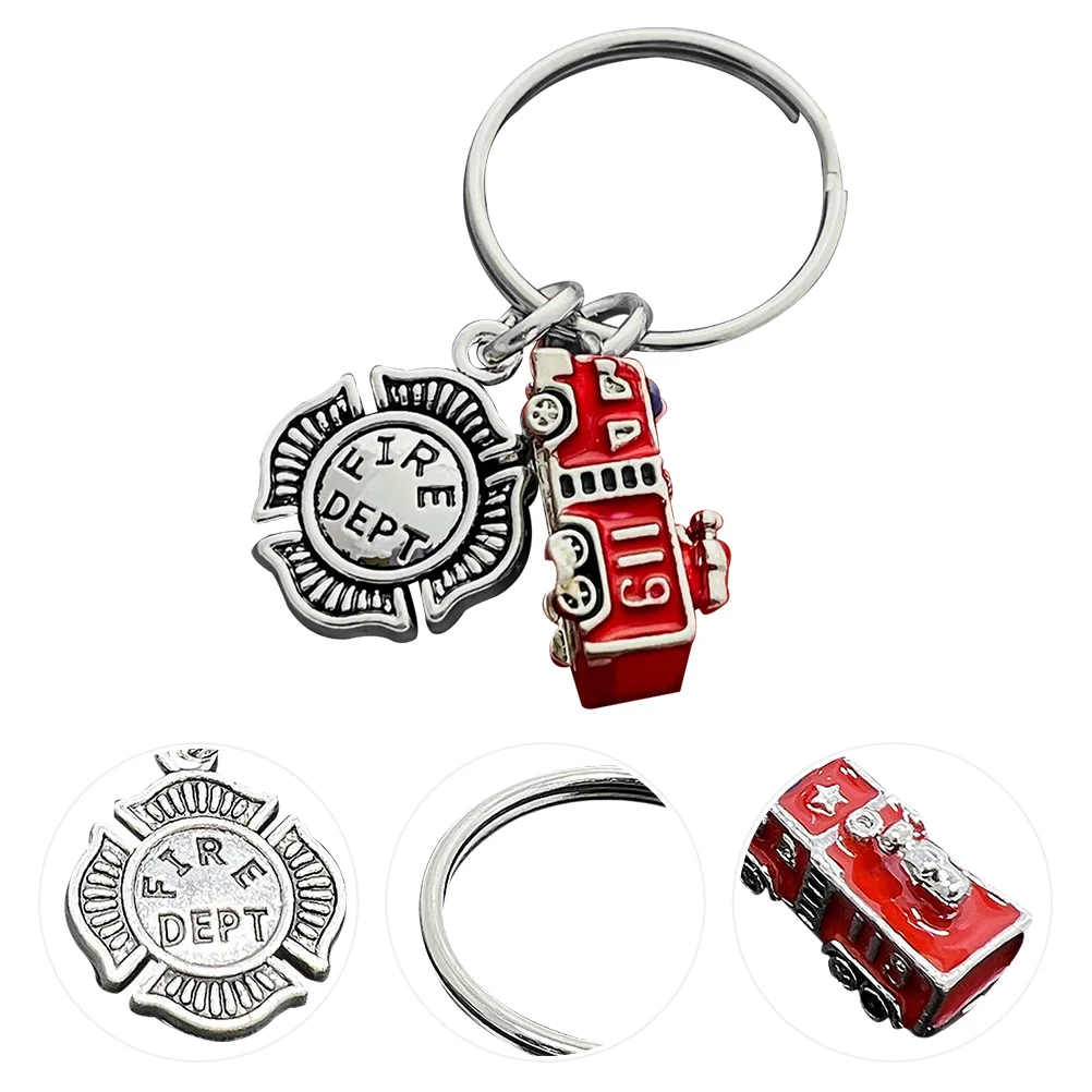 

Key Fire Truck Firefighter Chain Party Pendant Keychain Favors Ring Metal Buskeychains Fireman Decorative Hanging Purse