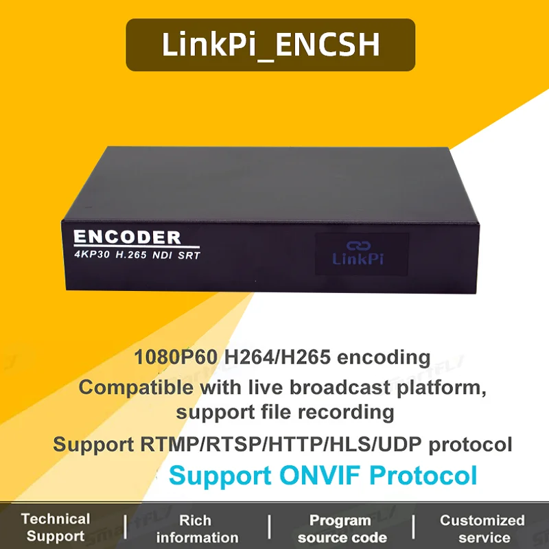 Многопротокольное живое вещание Link Pi ENCSH Hisilicon Hi3521DV100, поддержка NDI, декодер SRT HD 4K30 srt/ndi/rtsp/rtmp/http/hls