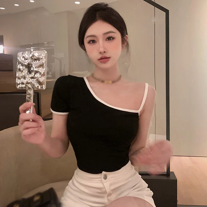 

Summer Women T-Shirt Short Sleeves Camisole Korean Version Slim Sexy Tops