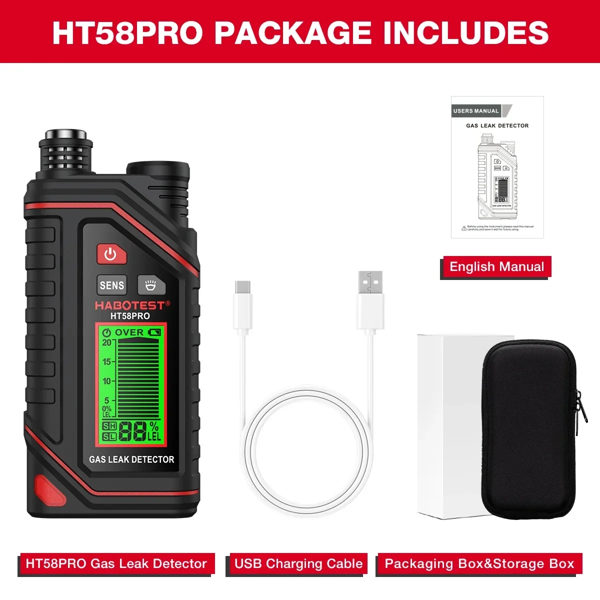 

HABOTEST HT58Pro Детектор утечек горючих газов