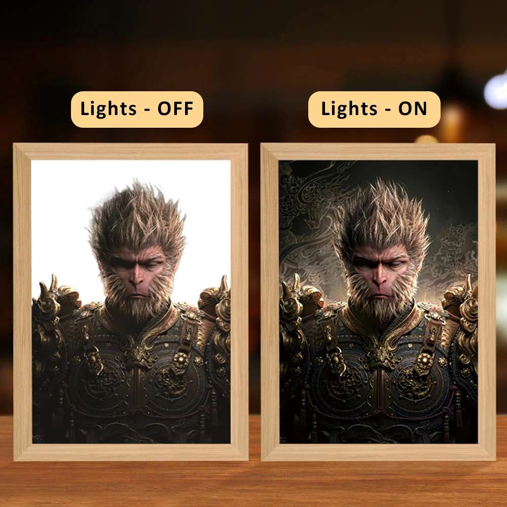 Черная миф Wu Kong китайская игра USB фоторамка освещение 3 цвета Регулируемая