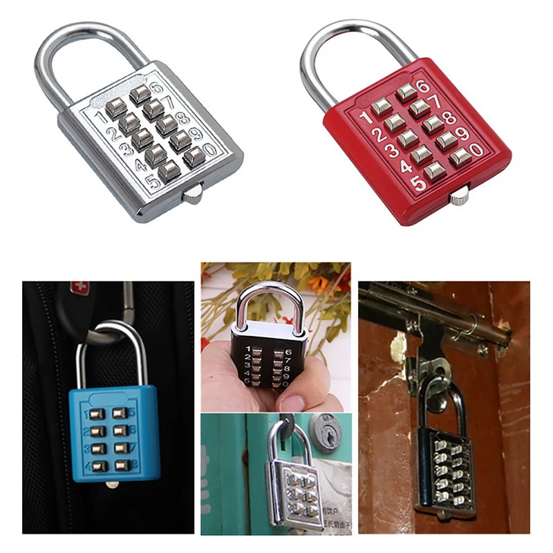 

10 Digit Push Button Combination Padlock Zinc Alloy Anti-theft Digit Cupboard Cabinet Locker Password Locks Outdoor Gym Safely