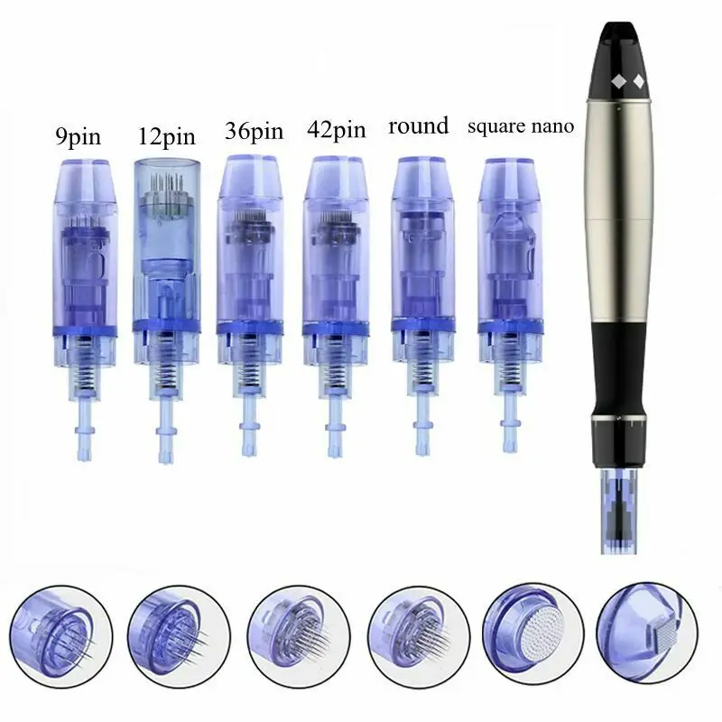 

10pcs Blue Bayonet Auto pen Ultima A1 Needle Cartridges Skin Renew Microneedle Derma Roller Replacement Tattoo Tips 36pin / nano