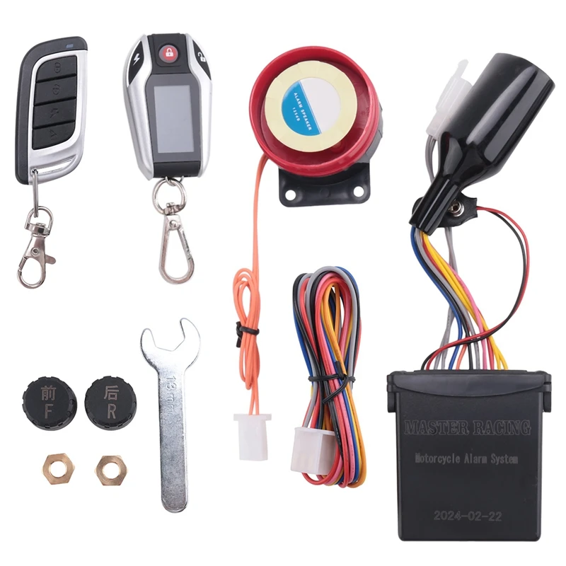 LCD Motorcycle Alarm Auto Lock/Unlock Security System Two Anti-Theft Alarms Keyless Engine Start Tire Pressure Monitor Durable