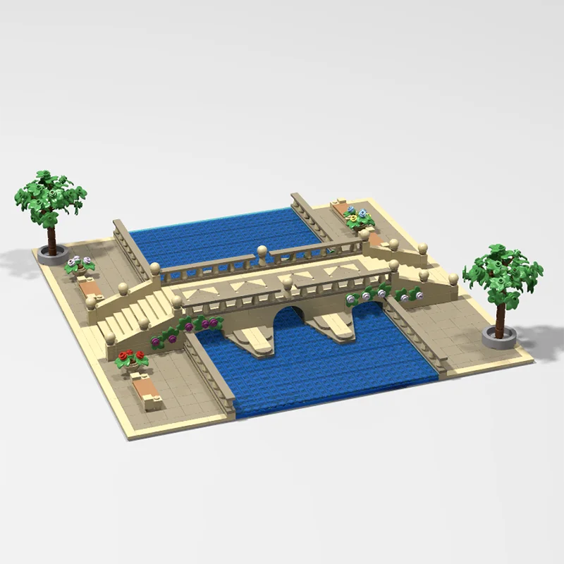 Фото 1291 деталь MOC Star Battle Theed Bridge, модель из строительных блоков, архитектурное ремесло, художественная коллекция, подарок на день рождения, творческое DIY, образовательный набор №3