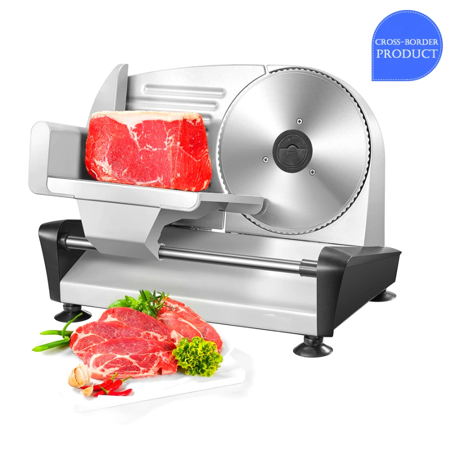 Meat Slicer, 150W Electric Food Slicer with 1 Removable 7.5’’ Stainless Steel Blades, 0-15mm Adjustable Slicing Thickness