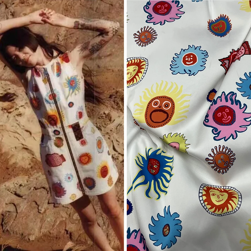 Атласная Женская одежда Twil из искусственного шелка новая мультяшная цифровая