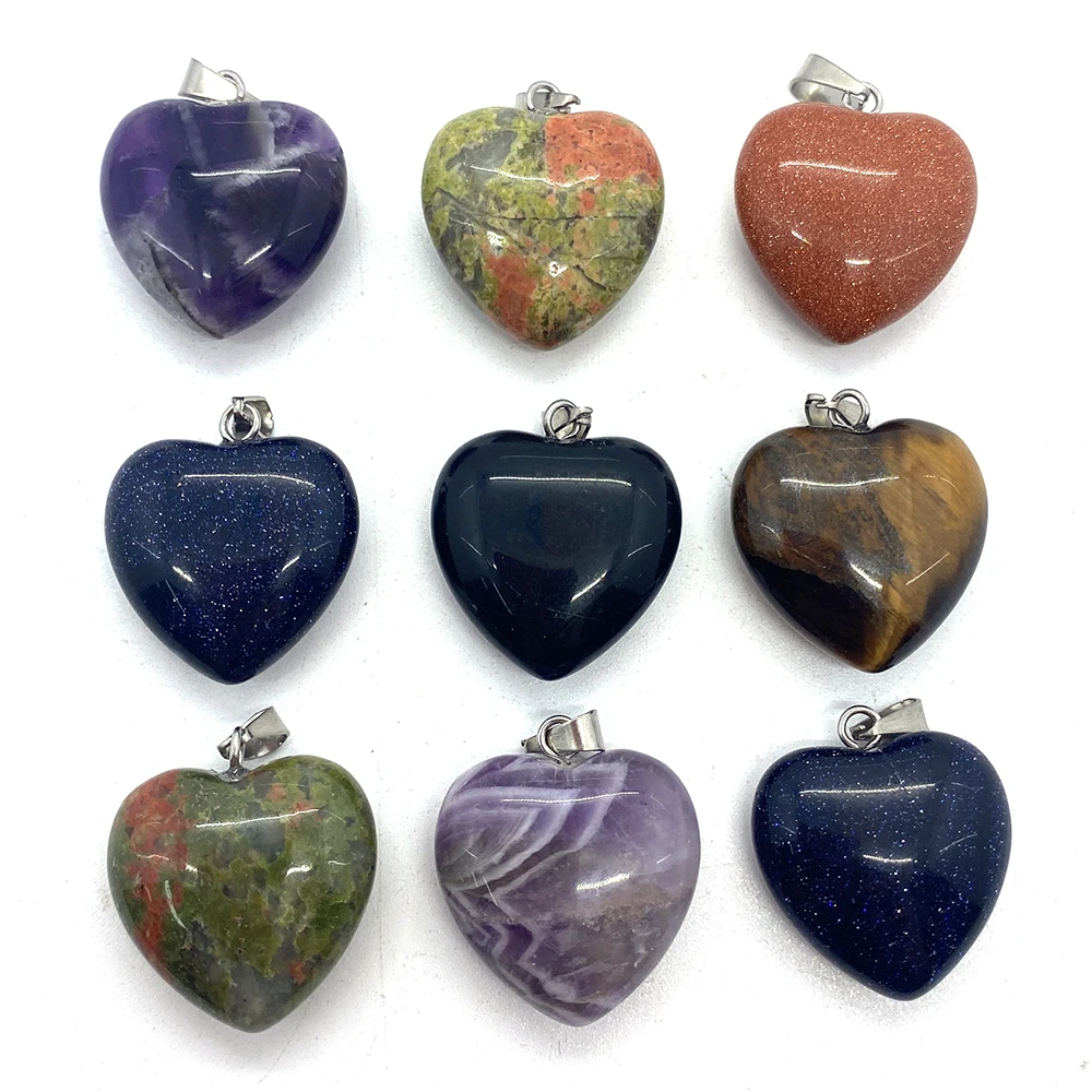 

3pcs Heart Pendant Natural Stone Beads Crystal Tiger Eye Jewelry Making Necklace DIY Charm Earring Necklace Accessories