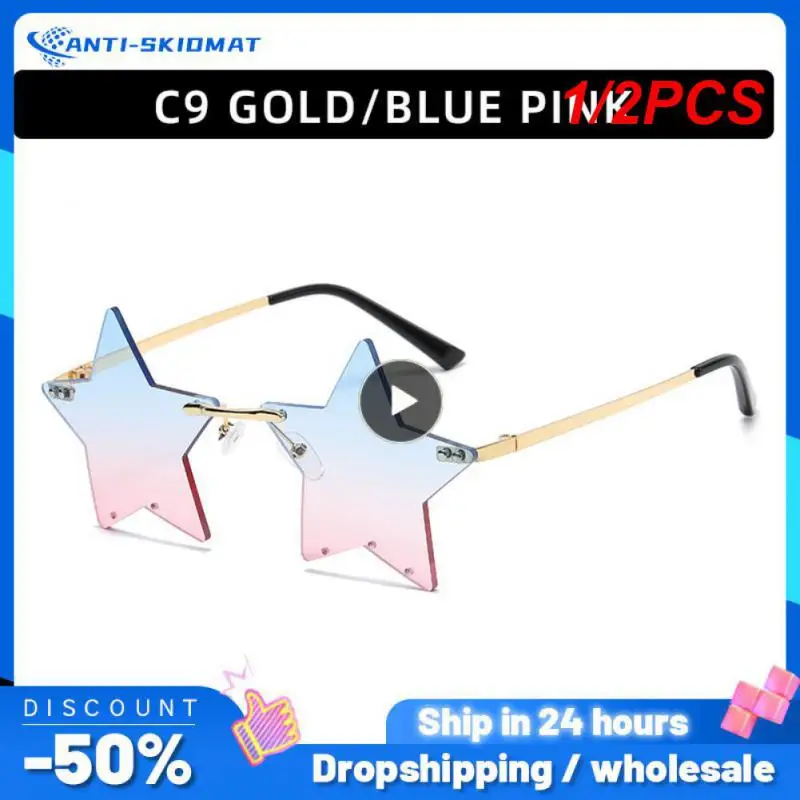 

1/2PCS Rimless Star Shape Sunglasses Trendy Sun Glasses Party Glasses Funny Pentagram Eyewear Christmas Decoration Eyeglasses