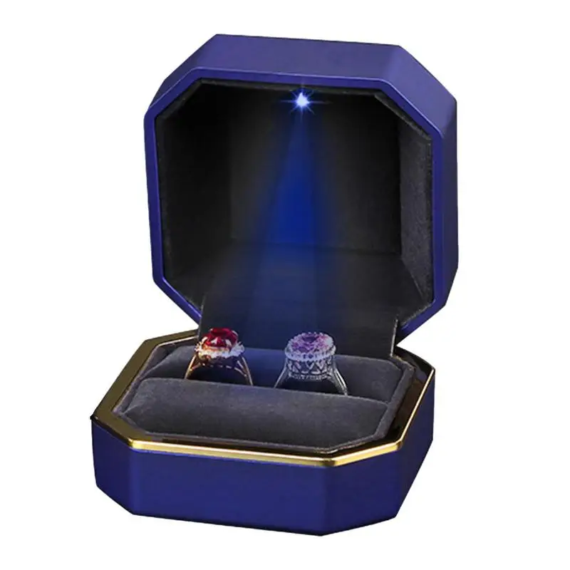 

LED Ring Box Engagement Jewelry Box With LED Light Square Portable Display Storage Case Jewelry Display Packaging Organizer For