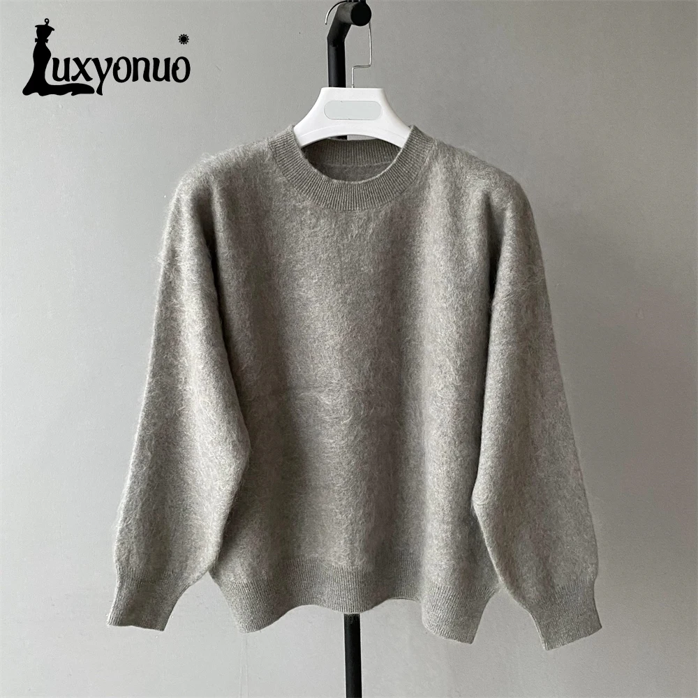 Роскошный женский кашемировый свитер Luxyonuo Дамский модный пушистый пуловер с
