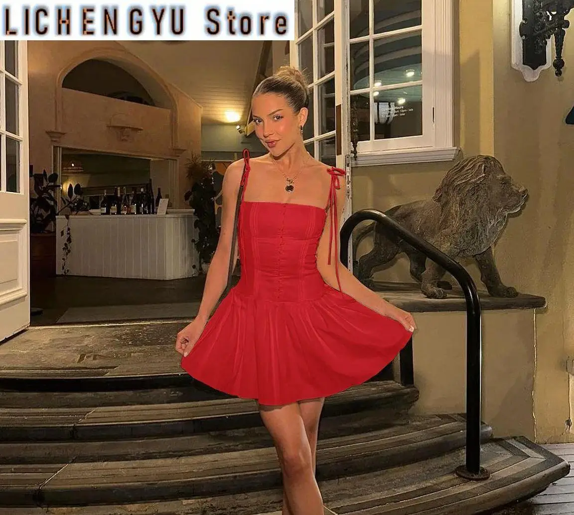 Женское Плиссированное мини-платье повседневное белое платье трапециевидной