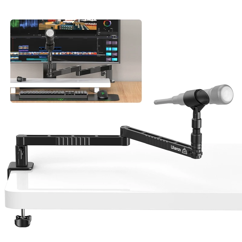 

Ulanzi LS26 Low Level Microphone Stand Desktop Mic Boom Arm Adjustable Clamp Clip Support Multi-angle Adjustment and Stretching