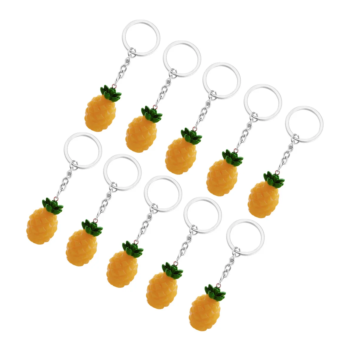 

10pcs Lovely Fruit Key Chain Pendant Imitation Pineapple Decoration Resin Pendant (Yellow)