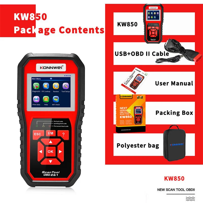 Car OBD2 Scanner Professional Car Diagnostic Scanner Tools OBD 2 Check Engine Check Automotive Code Reader Battery