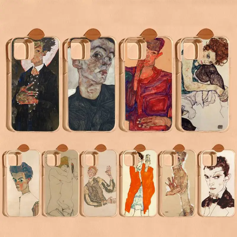 

Egon Schiele Phone Case for iPhone 11 12 13 Mini Pro Max 8 7 6 6S Plus X 5 SE 2020 XR XS Case shell